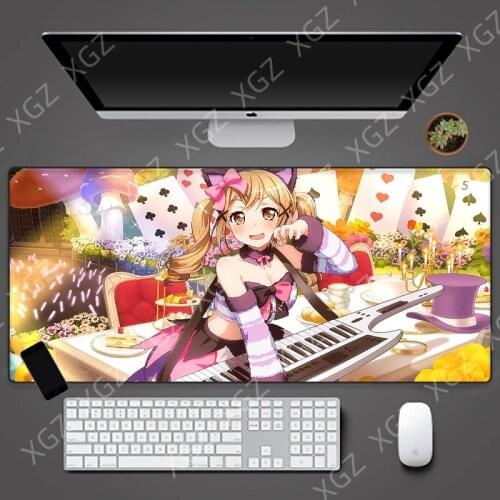XGZ Anime Girl Playing Cards Game Large Mousepad Player Keyboard Rubber Pad Desktop Computer Mouse PC Diy Lockedge Desk Mat
