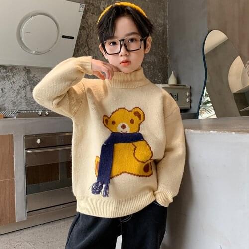Kids Boys Sweaters Cute Cartoon Pullover Top Fashion O-neck Long Sleeve Children Knitwear Autumn Outerwear Teen Knitted Clothing