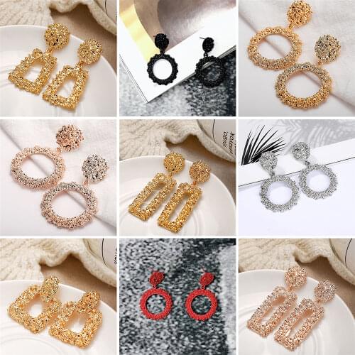 Hot Sale Stylish Modern Gold Earrings For Women African Geometric Square Bold Earrings Jewelry 2020