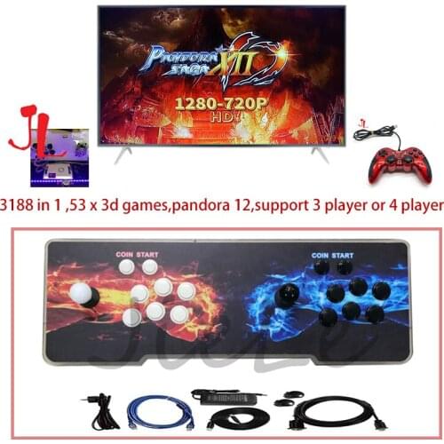 Pandora Saga 12 Box 3339 In 1 family version console 53 x 3d games,HDMI VGA FBA MAME Motherboard support 3,4palyers