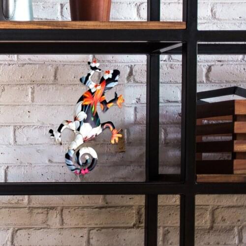 Metal Wall Hanging Gecko Insect Sculpture Home Outdoor Wrought Iron Gecko Decor Living Study Room Ornament Artware