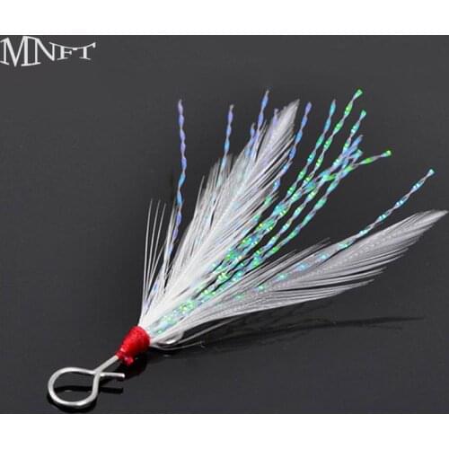 MNFT 10 Pcs 49mm Feather Lure Pendant streams Feather Fishing Lures Treble Hook