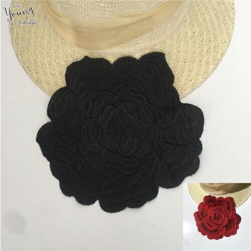 Fashion Flower Embroidery Lace Collar Large Flower Linen Brocade Tablecloth Sewing Neckline DIY Decorative Clothing Accessories
