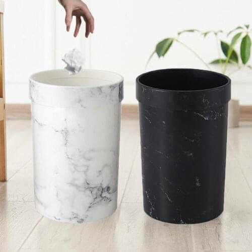 Marble Pattern Trash Cans Bedroom Trash Can Living Room Waste Bin Office Garbage Bucket Without Lid European Style Dustbin Hot