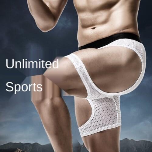 Mens Underwear Anti Abrasion Leg Ice Cut Out Large Size Boxer Pants Lengthened Boxer Sports Running Tight
