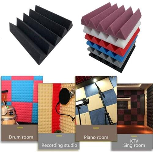 6Pcs/Set 25x25x5cm Soft Solid Color Soundproof Studio KTV Acoustic Panel Tile Foam Cushion Pad Wall Decoration