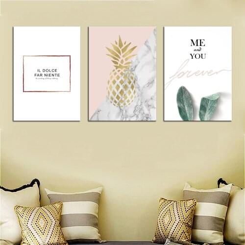 Nordic Posters and Prints Pineapple Cactus Canvas Painting Green Plant Poster Wall Art Canvas Painting Printed Home Decor