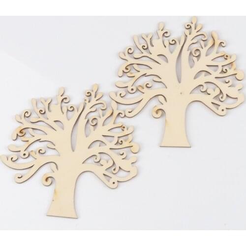 Natural Wooden Life Tree Carved Painting Craft Scrapbooking For Handmade Sewing Home Decoration DIY 12x14cm 1pcs