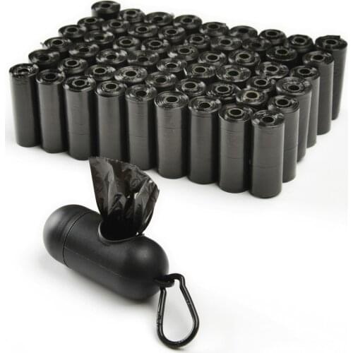 Solid Black Dog Poop Bags With Dispenser Puppy Pet Waste Bags Outdoor Walking Travel Poop Bags For Dogs Wholesale Pet Supplies