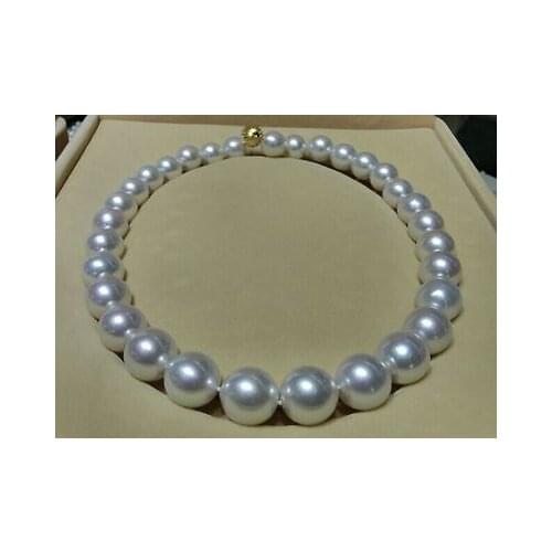 HUGE 18"13-16MM NATURAL SOUTH SEA GENUINE WHITE ROUND PEARL NECKLACE