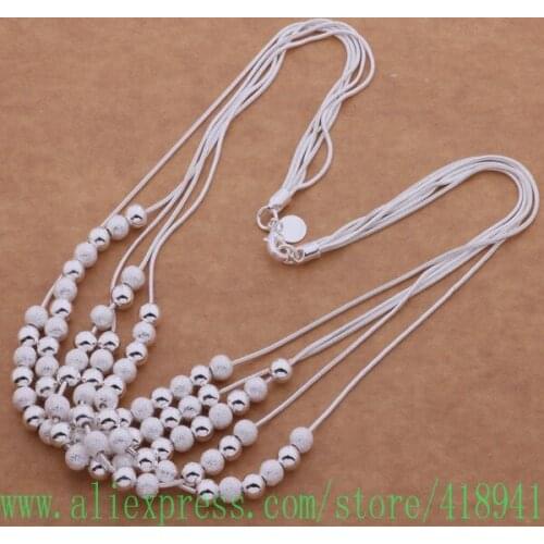 Silver Plated Necklace, Silver Plated fashion jewelry Double color grind arenaceous smooth bead /epfangma bqhakhoa AN506