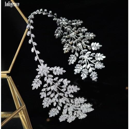 Luxury Western Women Cubic Zirconia CZ Zircon Princess Queen Bridal Tiaras and Crowns Headpieces for Wedding Party Birthday