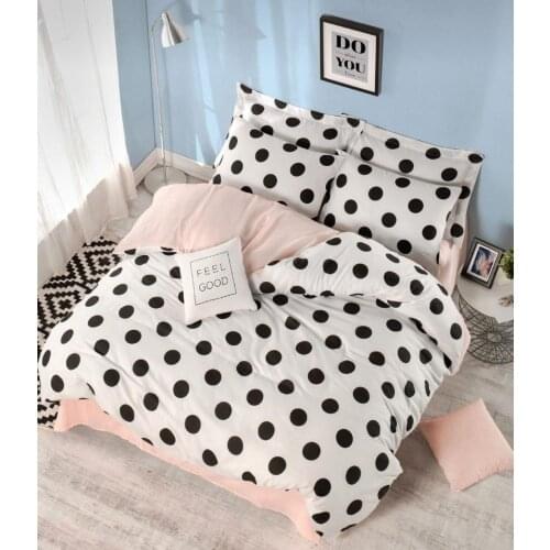Pink and black dotted bedding set for kids adult duvet cover printing bed set home textile 3/4 Pieces