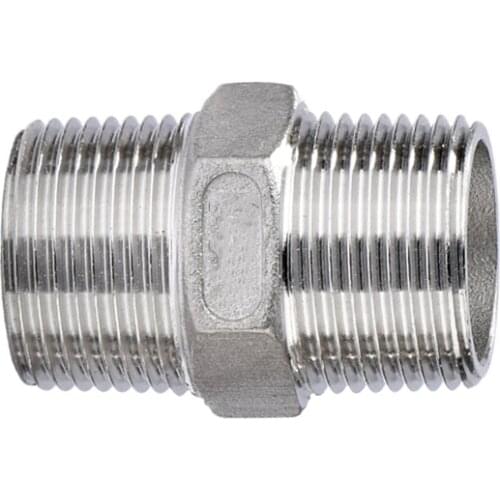 1/4" 3/8" 1/2" 3/4" 1" 1-1/4" 1-1/2" BSP Male Thread 201 Stainless Steel Hex Nipple Union Pipe Fitting Connector Coupler Adapter