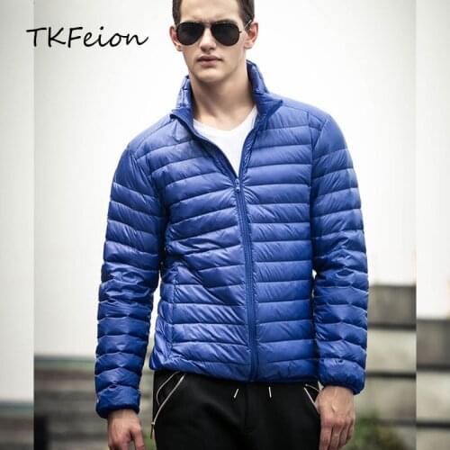 Spring/Autumn/Winter Men Slim Jackets Warm Duck Down Fashion Light Thin Stand Collar Male Basic Coats Size:S-5XL Factory Outlet