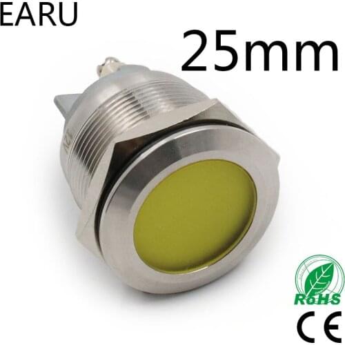 25mm IP67 Waterproof Metal LED Indicator Signal Pilot Warning Lamp Light Car Boat Machin Power Working Red 5V 12V 24V 110 220V