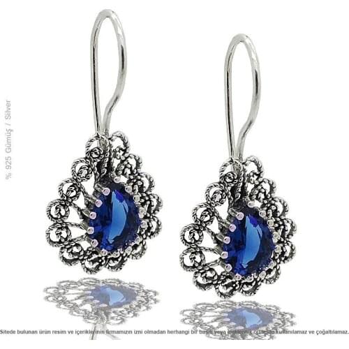 Silver Filigree Stone Women Earrings