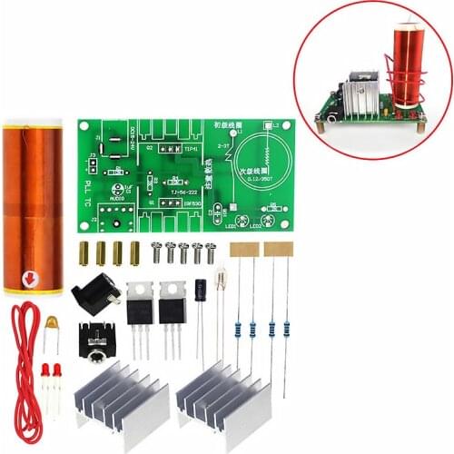 1 Set Mini Tesla Coil Kit 15W Mini Music Tesla Coil Plasma Speaker Tesla Wireless Transmission DC 15-24V DIY Kits