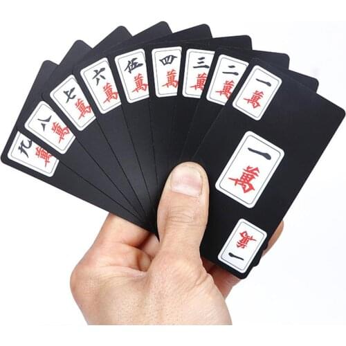 144PCS Chinese Mahjong Playing Cards Matte Plastic Waterproof Travel Game Pokers Set Accessories for Indoor Outdoor Use