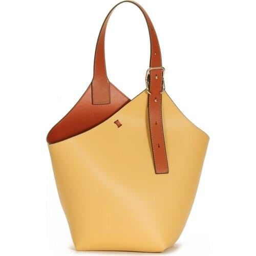 2021 Ins Winter Collection Fashion Design Womens Handbag Natural Leather Shoulder Bag Large Soft Cowhide Bucket Tote Bag