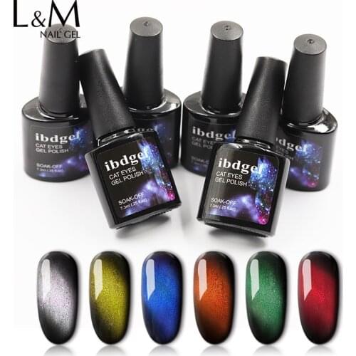 3 pc ibdgel 7.3ml uv nail gel polish soak off uv gel 6 color Gem Cat eye