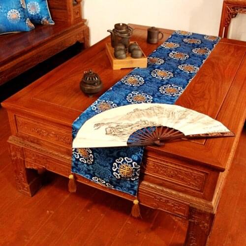 30x160/180/210/240cm neo-classical Chinese style brocade satin jacquard table runner living room tablecloth bed runner