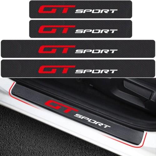 4 Pieces Car Styling GT Sport Emblem Carbon fiber Door Sill Scuff Door Plate Stickers For Ford BMW GT Kia Sportage Rio Racing