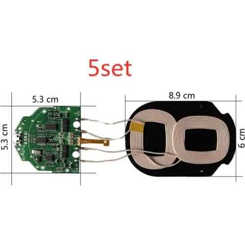 5Set/lot Double coil fast wireless charger transmitter module PCBA board +2 coil universal qi standard diy modification