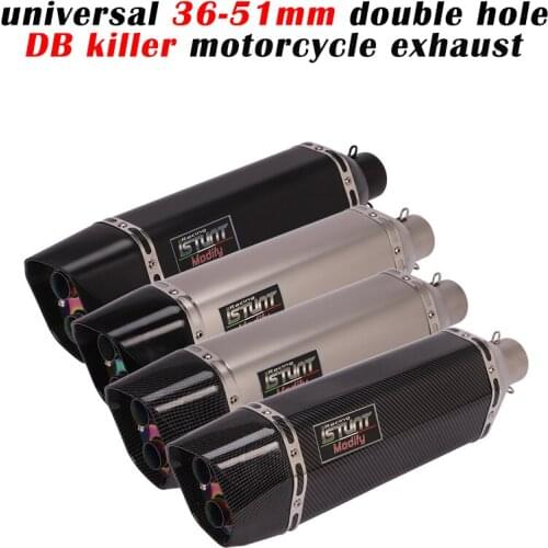 51mm Unviersal Motorcycle Exhaust Escape Modified 2 Holes Muffler DB Killer Left Right Fot TMAX 530 Z1000 Ninja 650 z900 S1000RR