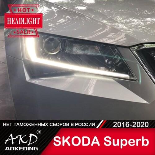 AKD Car Styling Headlights for skoda Superb Head Lamp 2016-2020 LED Headlight DRL Head Lamp Led Projector Automotive Accessories