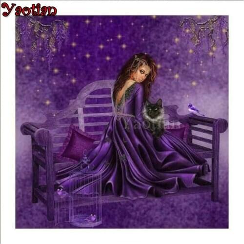 Woman Cat diamond picture 5d diy diamond painting cross stitch full square round diamond art rhinestones embroidery icon gift