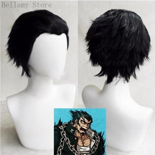 Anime Danganronpa V3 Nidai Nekomaru Cosplay hairwear short Black Wig+Wig Cap