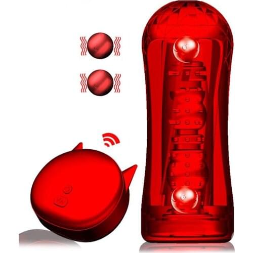 Wireless Remote Control Male Masturbator Cup Penis Pump Vibrator For Men Double Vibrating Balls Glans Stimulator Sex Toy For Man
