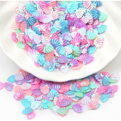 Sequins 7mm Paillettes Sea Shell Shape Paillette PVC Loose Fabric Glitter Colorful Sequin For Crafts Art Manicure Material 20g
