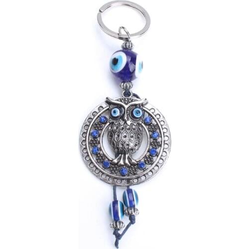 EVIL EYE new turkey blue owl animal key chain for women handbag decoration keychain for man woman jewelry accessories