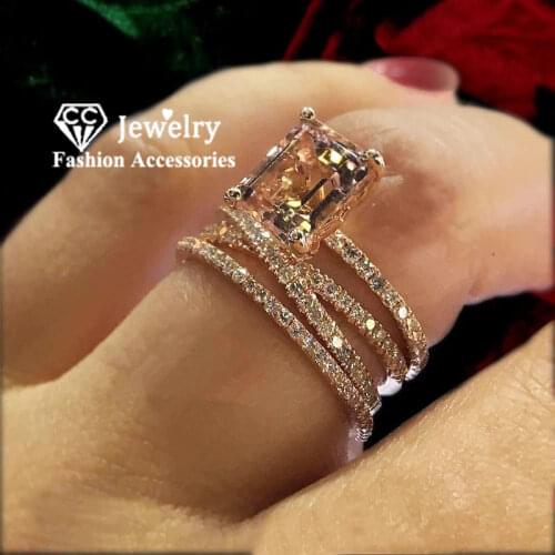 CC Wedding Rings For Women Luxury Jewelry Bridal Engagement Cubic Zirconia Ring Rose Gold Color Accessories Drop Shipping CC2280