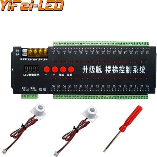 DC5V-24V 36CH Human Body Sensor Smart Stair Light Controller Support 800pixels Digital Strip Automated Control Switch