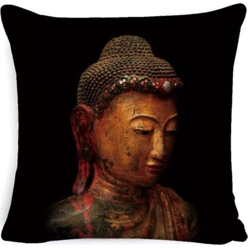 18" Linen Fabric Throw Pillow Big Ear Buddha Decorative Cushion Cover Home Sofa Decor CV012