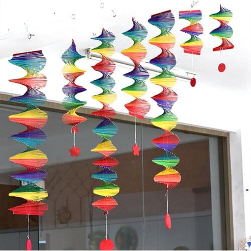 Wood Wind Spinner Foldable Hanging 3D Rainbow Wind Chimes for Lawn Yard Garden Decoration