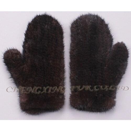 CX-A-60G Hand Knit Real Girls' European Mink Fur Cheap Winter Fur Gloves