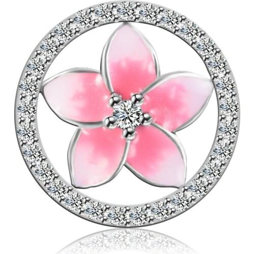 DIY Fits for Pandora Charms Bracelets Floral Beads with Pale Pink Enamel & CZ 100% 925 Sterling-Silver-Jewelry Free Shipping