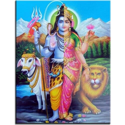 Ancient Indian holy temple worship gods Hindu deities painting Home decor simulation oil painting on the canvas print 2019042017