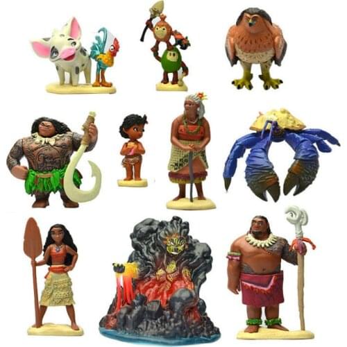 Disney Princess Toys 10pcs/Se 6-11cm Moana Maui Heihei Waialik Chief Tui Pvc Action Figure Doll Collectible Model Toys