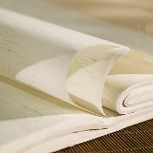 Chinese Painting Ripe Xuan Paper Handmade Tanpi Paper with Green Moss Calligraphy Paper Raw/Half Ripe Fiber Xuan Zhi Papel Arroz