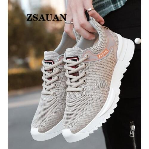 ZSAUAN 6 cm Elevator Men Sneakers Daily Summer Height Increase Mens Casual Shoes Platform Red Khaki Breathable Mesh Men Footwear
