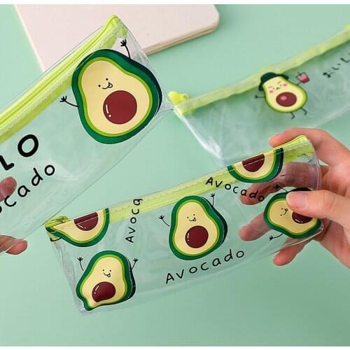 Lovely Avocado Transparent Pencil Case Cartoon Large Capacity Pencil Case School Pencil Box School Supplies Stationery