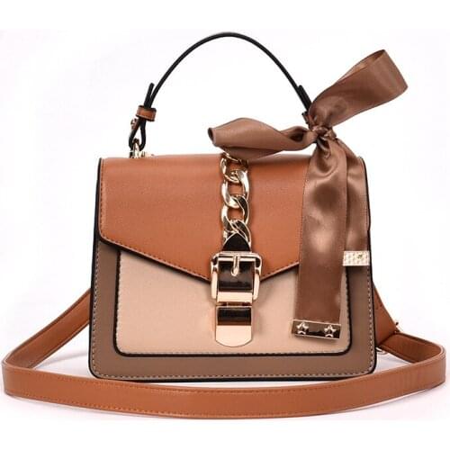 Fashion Women Shoulder Bags with Scarves Mini Hasp Female Handbags Patchwork Ladys Messenger Bag Luxury Flap Woman Weekend Bags