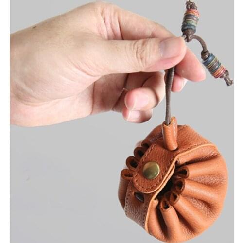 Mens Coin Purse Women Mini Bags Key Short Wallets Genuine Cow Leather Clutches Retro Handmade Small Bags String Handbags Gift