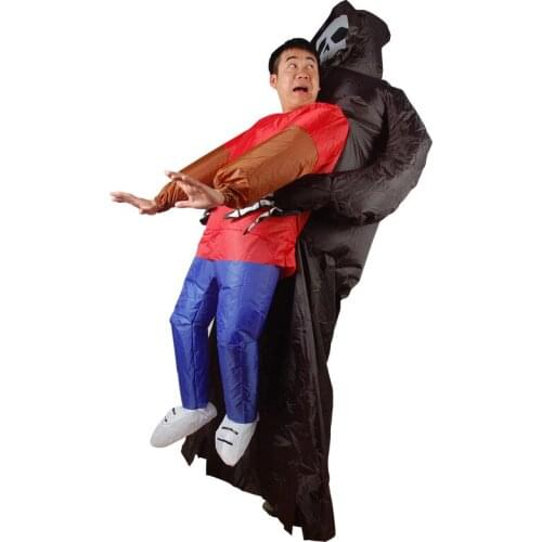 Skeleton Ghost Inflatable Costume Adult Funny Blow Up Suit Party Fancy Dress Dark Death Catch Me Horror Halloween Costumes