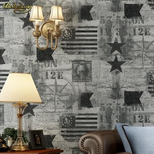 Beibehang papel de parede Retro American Retro pattern stars Washington minimalist bedroom living room TV background wallpaper